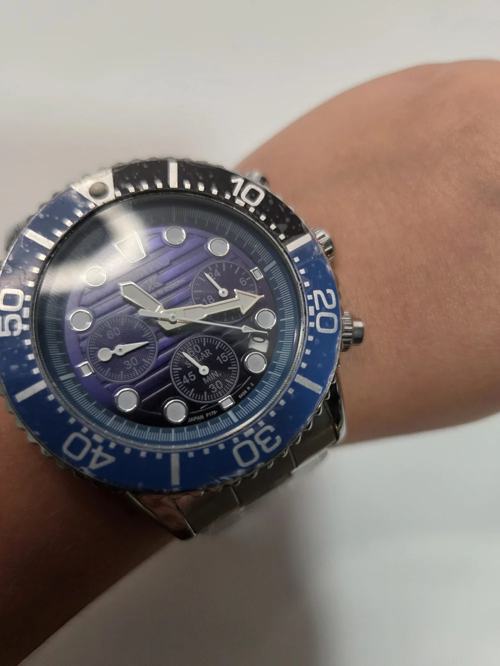 Seiko Blue Dial Solar Chronograph Dive Watch